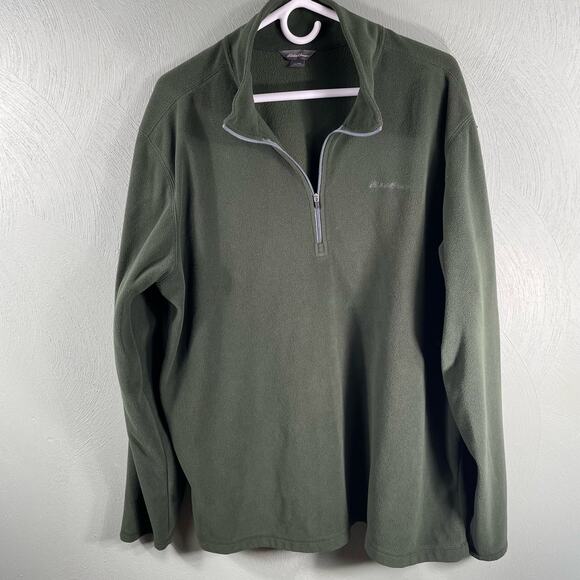 EDDIE BAUER Men's Green Quest Quarter Zip Fleece Pullover Jacket Size TXL - Picture 3 of 6